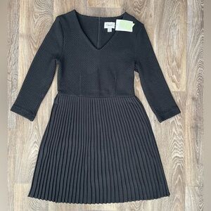 GANNI Anthropologie Black Pleated Dress NWT Size M Textured Knit $158 minimalist